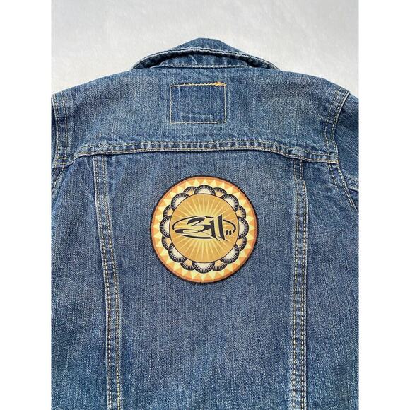 Embroidered 311 Band Logo Levi’s Blue Denim Jean Trucker Jacket Kids Size 5 - Picture 10 of 11